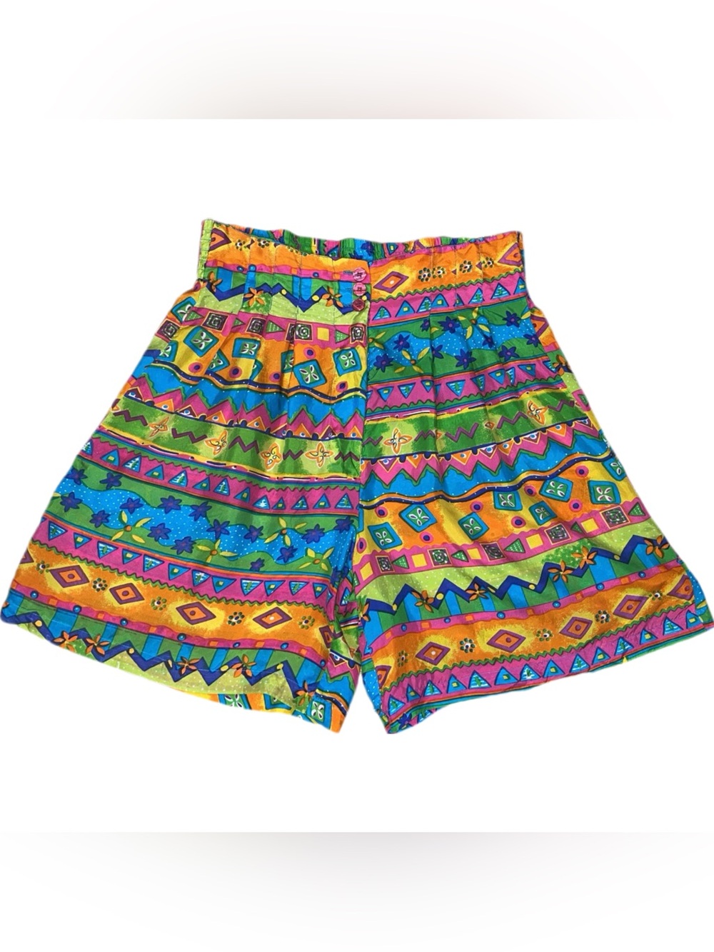 Vintage 80s Oscar De La Renta Expressions Silk Abstract Shorts